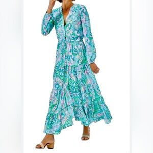 Lilly Pulitzer women's Cori stretch Midi shirt dress M